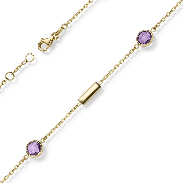 Armband aus 585 Gelbgold mit Amethyst lila violett 18-19cm