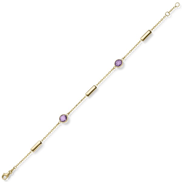 Armband aus 585 Gelbgold mit Amethyst lila violett 18-19cm