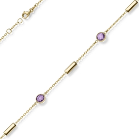Halskette Collier Ankerkette 585 Gold Gelbgold 2 Amethyste lila violett 42-45cm Halskette Collier Ankerkette 585 Gold Gelbgold 2 Amethyste lila violett 42-45cm