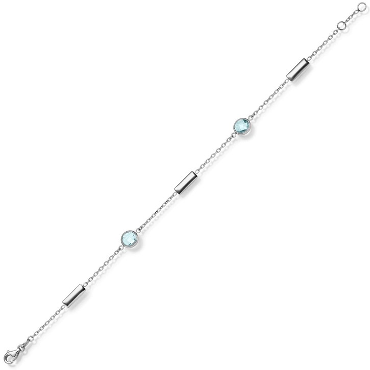 Armband aus 585 Weißgold mit Blautopas 18-19cm