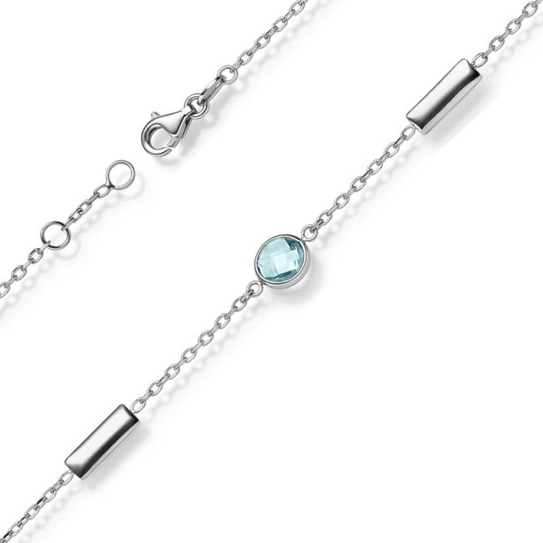 Armband aus 585 Weißgold mit Blautopas 18-19cm