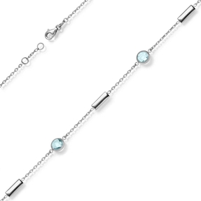 Halskette Collier Ankerkette aus 585 Gold Weißgold 2 Topase Blautopase 42-45cm Halskette Collier Ankerkette aus 585 Gold Weißgold 2 Topase Blautopase 42-45cm