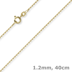1,2mm Kette Ankerkette Collier aus 585 Gold Gelbgold diamantiert 40cm