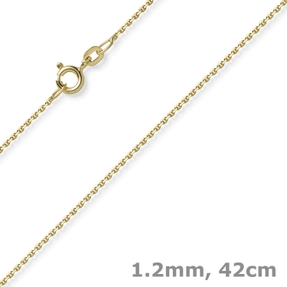 1,2mm Kette Ankerkette Collier aus 585 Gold Gelbgold diamantiert 42cm