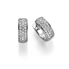 Pavé Ohrringe Creolen 10,5x3,5mm 585 Gold Weißgold 54 Diamanten 0.27ct TW-SI Pavé Ohrringe Creolen 10,5x3,5mm 585 Gold Weißgold 54 Diamanten 0.27ct TW-SI