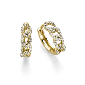Creolen Panzer 12,5x3,8mm 585 Gold Gelbgold mit 74 Diamanten 0.31ct TW-SI