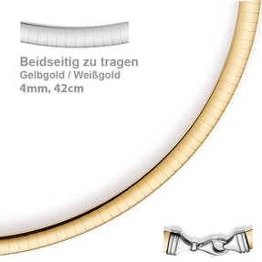 4mm Halsreif Wendeomegareif Collier flach 750 Gold Gelbgold & Weißgold 42cm Damen 4mm Halsreif Wendeomegareif Collier flach 750 Gold Gelbgold & Weißgold 42cm Damen