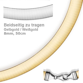 8mm Halsreif Wendeomegareif Collier flach 750 Gold Gelbgold & Weißgold 50cm Damen 8mm Halsreif Wendeomegareif Collier flach 750 Gold Gelbgold & Weißgold 50cm Damen