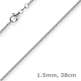 1,5mm Venezianerkette 750 Gold Weißgold Kette Collier Halskette rund 38cm