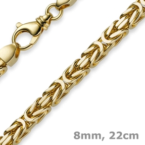 8mm Armband Armkette Königskette aus 750 Gold Gelbgold 22cm Herren