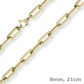 8mm Paper Clip Armband Armschmuck Armkette 750 Gold Gelbgold 21cm 8mm Paper Clip Armband Armschmuck Armkette 750 Gold Gelbgold 21cm