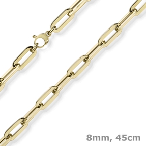 8mm Paper Clip Kette Halskette Collier aus 750 Gold Gelbgold 45cm