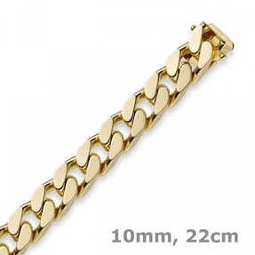 10mm Armband Panzerarmband 750 Gold Gelbgold massiv 4-seitig diamantiert 22cm