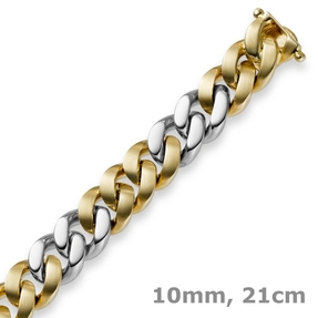 10mm Armband Armkette Panzerarmband 750 Gold Gelbgold & Weißgold 21cm Unisex 10mm Armband Armkette Panzerarmband 750 Gold Gelbgold & Weißgold 21cm Unisex