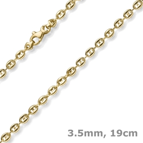3,5mm Armband Bohnenkette Schiffsankerkette 585 Gold Gelbgold 19cm Unisex
