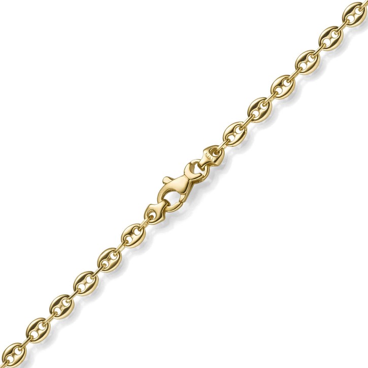 3.5mm Armband Bohnenkette Schiffsankerkette 585 Gelbgold 21cm