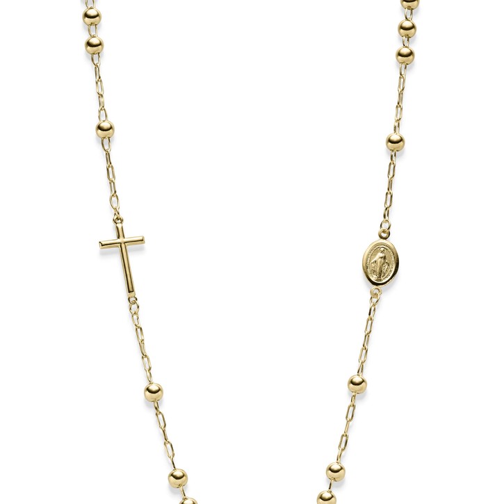 Rosenkranz 5mm Kugelkette Kreuz und Amulett 585 Gelbgold