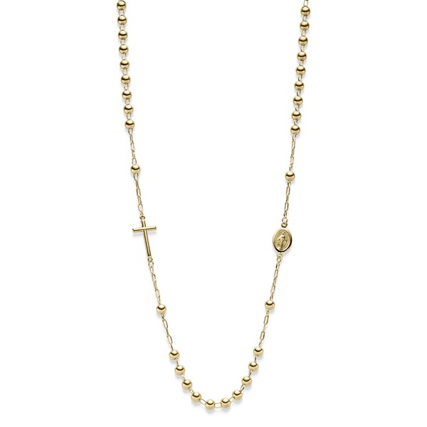 Rosenkranz 5mm Kugelkette Kreuz und Amulett 585 Gelbgold
