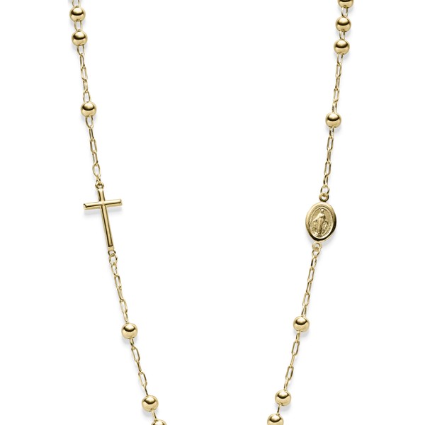 Rosenkranz 5mm Kugelkette Kreuz und Amulett 585 Gelbgold