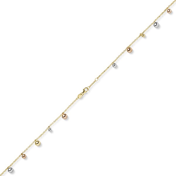 Armband mit Kügelchen 585 Gold tricolor 19cm