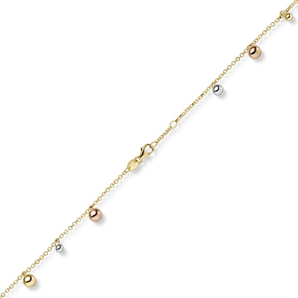 Collier mit Kügelchen 585 Gold tricolor 45cm