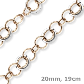 20mm Ringkette Phantasie-Armband Armkette aus 585 Gold Weißgold Rotgold 19cm