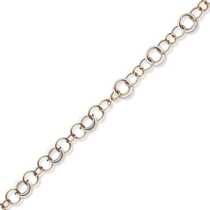 20mm Ringkette aus 585 Weißgold Rotgold 50cm