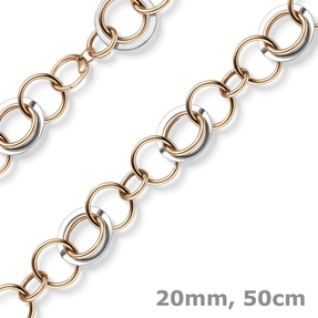 20mm Ringkette Phantasie-Kette Halskette aus 585 Gold Weißgold Rotgold 50cm