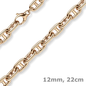 12mm Steg-Ankerarmband Armband Armkette aus 585 Gold Rotgold 22cm