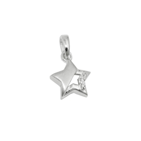Ketten-Anhänger Stern Sternchen mit Ausschnitt 5 Spitzen Zirkonia 925 Silber