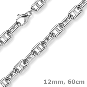 12mm Steg-Ankerkette Kette Collier Halskette aus 585 Gold Weißgold 60cm