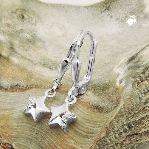 Ohrringe Sterne mit 5 Spitzen Zirkonia 925 Silber