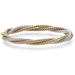 6mm Armband Venezianer dreireihig elastisch 750 Gold Gelbgold Weißgold Rotgold