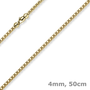 4mm Phantasiekette Halskette Collier aus 585 Gold Gelbgold glänzend 50cm