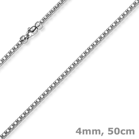 4mm Phantasiekette Halskette Collier aus 585 Gold Weißgold glänzend 50cm