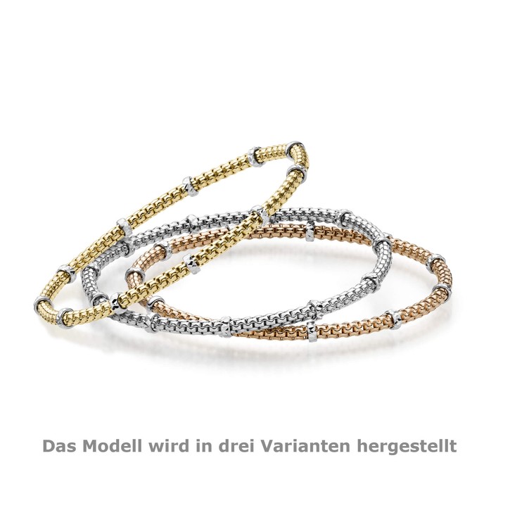 3mm Cubic-Armband mit Rollo 585 Gold gelb weiß