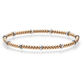 2mm Cubic-Armband mit Rollo elastisch 585 Gold Rotgold Weißgold stretch flexibel