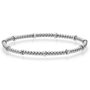 2mm Cubic-Armband mit Rollo elastisch 750 Gold Weißgold stretch flexibel