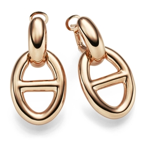Paar Creolen Ohrringe 34x17,5mm mit Anhänger Steg-Anker 585 Gold Rotgold Paar Creolen Ohrringe 34x17,5mm mit Anhänger Steg-Anker 585 Gold Rotgold