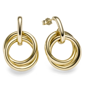 Paar Ohrringe Ohrhänger Hängerstecker Kreise 30x19,5mm 585 Gold Gelbgold