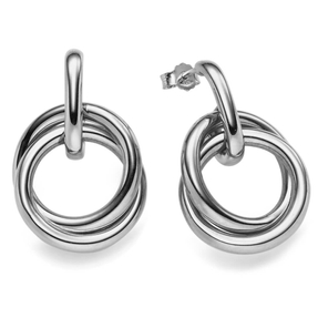 Paar Ohrringe Ohrhänger Hängerstecker Kreise 30x19,5mm 585 Gold Weißgold