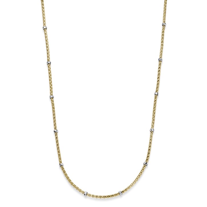 3mm Himbeer Collier mit Rollos 750 Gold gelb weiß 45cm