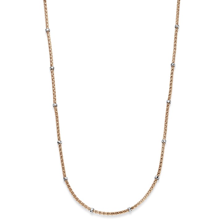 3mm Himbeer Collier mit Rollos 585 Gold rot weiß 50cm