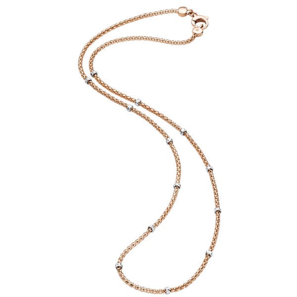 3mm Himbeer Collier mit Rollos 750 Gold rot weiß 42cm