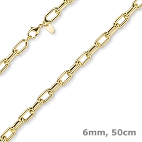 6mm Anker-Weit-Rechteck Kette Collier Halsschmuck aus 585 Gold Gelbgold 50cm