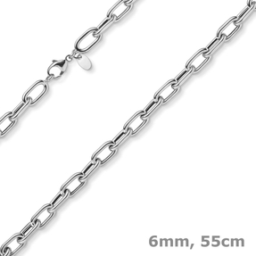 6mm Anker-Weit-Rechteck Kette Collier Halsschmuck aus 585 Gold Weißgold 55cm