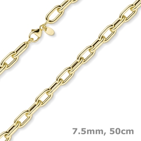 7,5mm Anker-Weit-Rechteck Kette Collier Halsschmuck aus 585 Gold Gelbgold 50cm