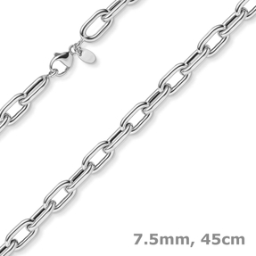 7,5mm Anker-Weit-Rechteck Kette Collier Halsschmuck aus 585 Gold Weißgold 45cm