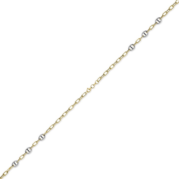 Phantasiekette aus 585 Gold gelb weiß 45cm