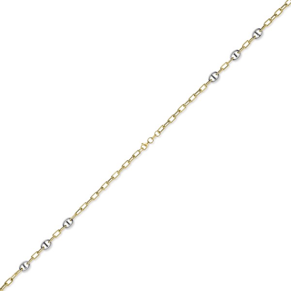 Phantasiekette aus 585 Gold gelb weiß 45cm